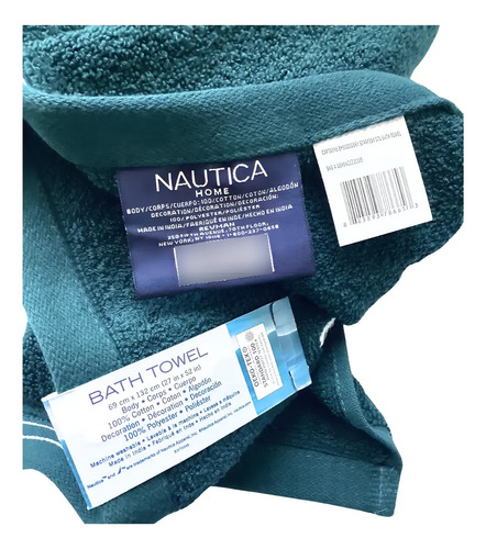 Toalla Nautica Home Signature 132x71 Cm 100% Algodon Indu Color Verde Lisa 3
