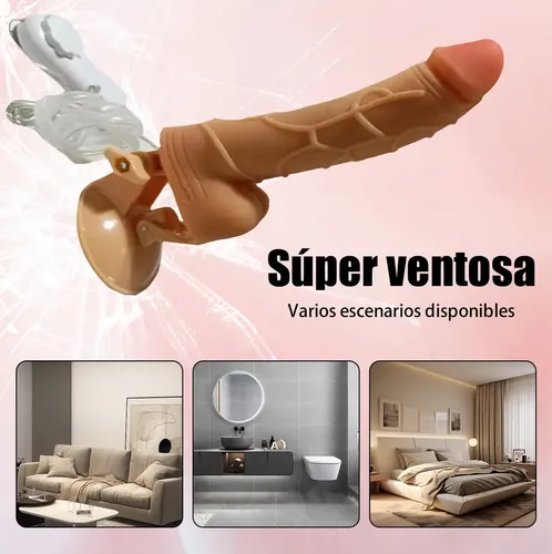 Vibrador Consolador Con Ventosa Y Estimulador De Clitoris Color Rosa Chicle 7