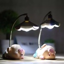 Lindo Cerdito Pig Luz Noche Resina Artesanía Lámpara  Multicolor Cerdito 2