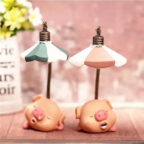 Lindo Cerdito Pig Luz Noche Resina Artesanía Lámpara  Multicolor Cerdito 3