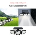 Luz Solar Foco Triple Cabezal Ajustable Sensor Movimientos 2
