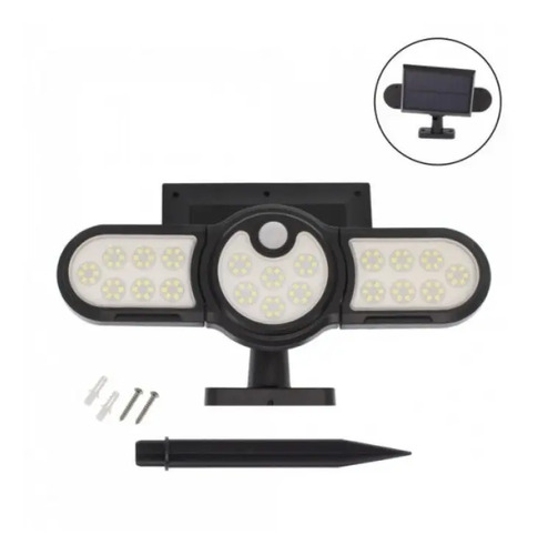 Luz Solar Foco Triple Cabezal Ajustable Sensor Movimientos 7