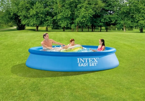 Set Piscina Inflable Redonda Sobre El Suelo Azul 6
