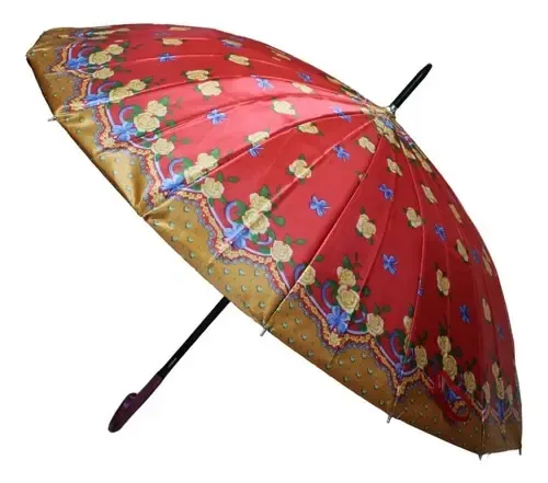Paraguas Plegable 16 Varillas 79cm Colores Automático 10