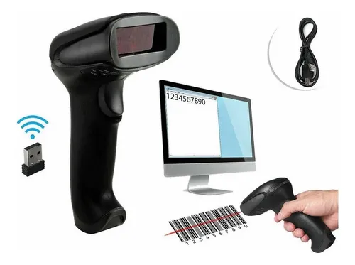 Lector Escáner Código Barras Inalámbrico 2.4g + Bluetooth Negro Usb 3
