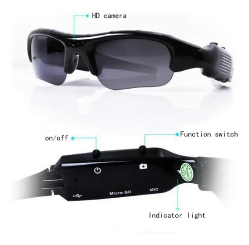 Lentes Espia Graba Videos Fotos Solar Negro 6