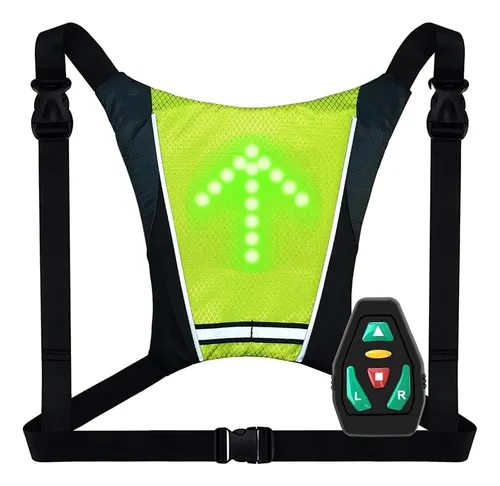 Led Mochila Con Indicador De Direccion Bicicleta Seguridad Verde Negro 7