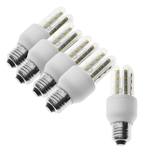 [MLC978943016] X5 Bombilla Ampolleta Led 3w E27 Ahorro Energía Luz Fria Blanco