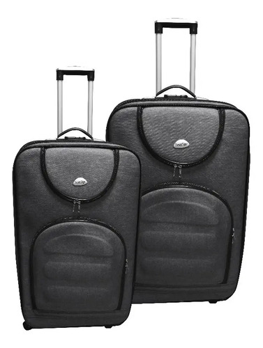 [MLC1270736687] Set Maleta Cabina 10kg + Maleta Viaje Avion Candado  Liviana Gris