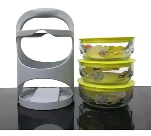 [MLC1128369674] Pack 3 Fuente Lonchera Vidrio Recipiente Almuerzo Colación Verde Claro