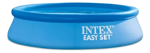 Set Piscina Inflable Redonda Sobre El Suelo Azul