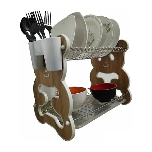 Secador Platos Multiusos 2 Niveles Forma Oso Marrón