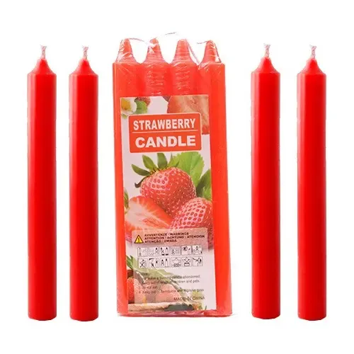 Pack De 4 Velas Lisas  Con Aroma Ekipofertas Rojo Liso Frutilla