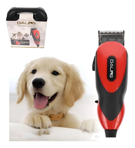 [MLC485514087] Cortadora De Pelo Para Mascotas Daling Dl-d12 Con Accesorios Rojo