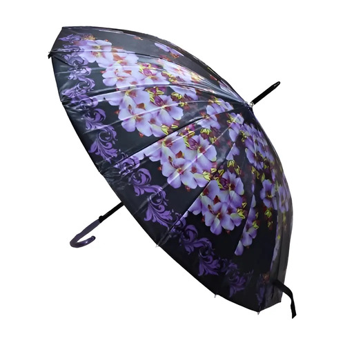 [MLC2757852494] Paraguas Plegable 16 Varillas 79cm Colores Automático Color Negro Con Diseño