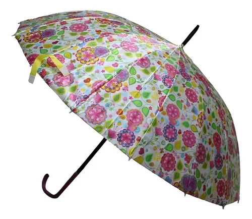 [MLC1542877235] Paraguas Plegable 16 Varillas 79cm Colores Automático Color Blanco Con Diseño