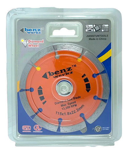 [MLC1548184815] Disco De Corte Diamantado 115mm Benz Werkz Cerámica Concreto Piedra Naranja
