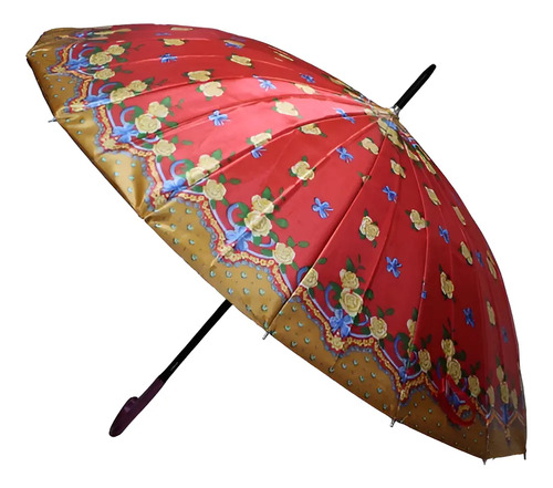 [MLC1542504835] Paraguas Plegable 16 Varillas 79cm Colores Automático Color Rojo Con Diseño
