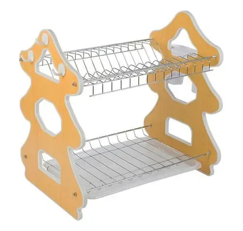 Secador Platos Multiusos 2 Niveles Porta Cubiertos Y Drenaje Cromo