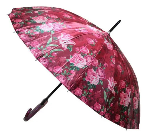 [MLC2895154504] Paraguas Plegable 16 Varillas 79cm Colores Automático Color Bordó