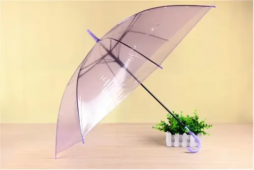 [MLC2895050908] Paraguas Plegable Transparente De Pvc Para Adultos Con Apertura Automática Lila Liso