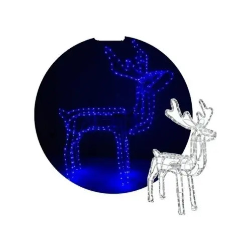 Reno Navidad Led Azul Jardín Decoración Fijo Azul
