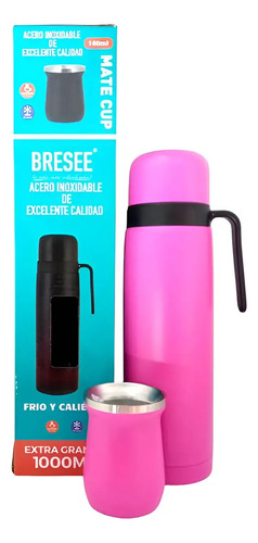 Termo Mas Mate Acero Inoxidable 1 Litro Rosa Chicle