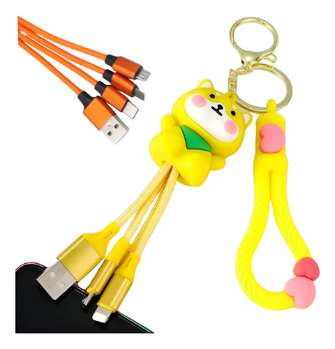 Cable Cargador Usb 3 En 1 Tipo-c / Micro Usb Llavero