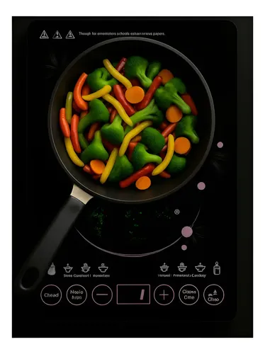 [MLC1754534411] Cocina Electrica Portatil 1 Encimera Cocinilla 2200w Vidrio Negro