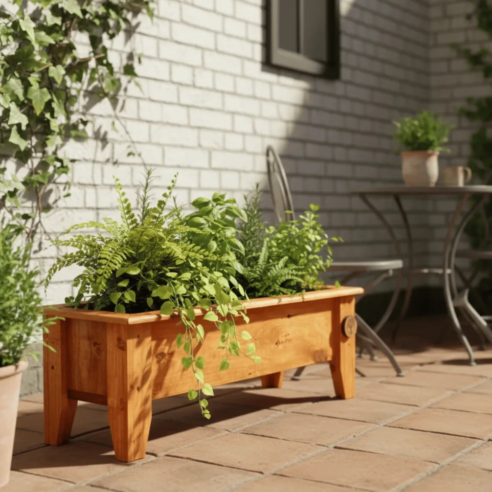 [Topocalma] Macetero Jardinera De Madera Rectangular 104 cm.