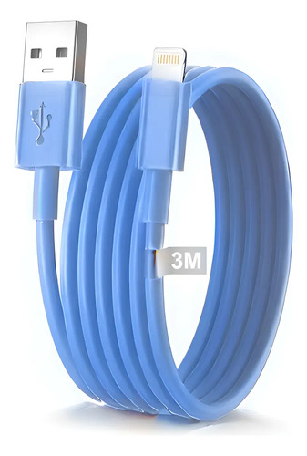 [MLC1754351203] Cable Usb Calidad Lightning Compatible iPhone 3 Metros 10 Un Azul