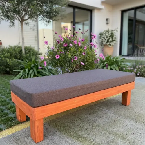 [MLC3387689370] Cojín Rectangular De Terraza Sillon Banquetas 120x50x10 Cm Café Liso