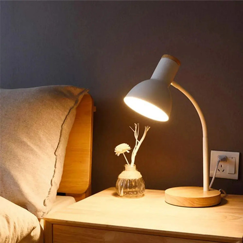 [MLC1840301235] Lámpara De Escritorio, Lámpara De Mesa Ajustable De Madera  Gris