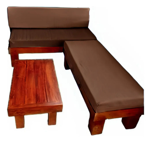 [MLC1762398671] Juego De Terraza Rustico Para Departamentos Madera Estructura Marrón Claro