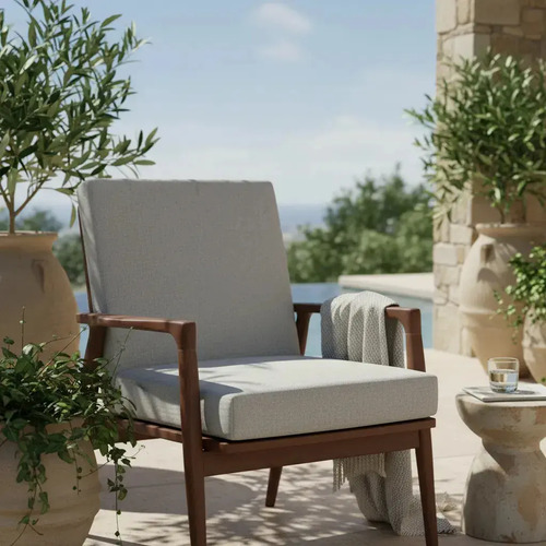 [MLC3543362462] Cojin Terraza 50x50x10 Cm. Densidad 21 Sillon Sillones Beige Liso