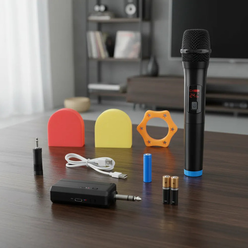 [MLC1880085857] Micrófono Inalámbrico Karaoke Profesional Negro Negro