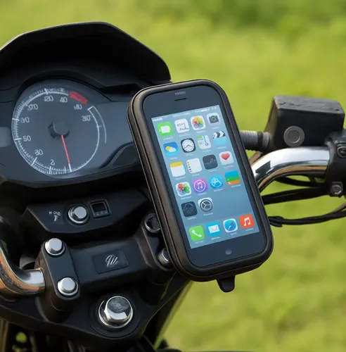 Soporte Porta Celular 6 P Impermeable Moto Con Cargador Usb Negro