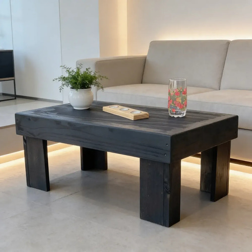 [MLC3803697476] Mesa De Centro Madera Nacional Rustico Para Sala Y Terraza Negro