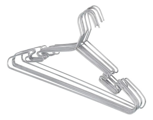 [MLC3879689142] Set 10 Colgadores De Ropa Metalicos Ganchos Plateado