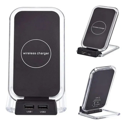 Cargador Inalámbrico Base Escritorio Telefono Celular Negro
