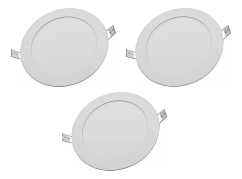 [MLC3876588044] Pack 3 Foco Led 9w Embutido Redondo 14.5cm Luz Blanca