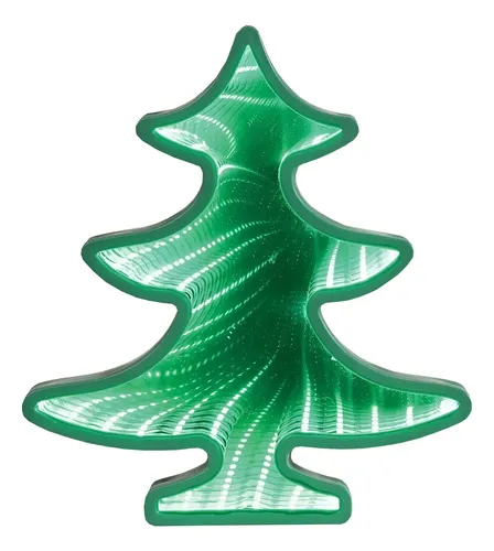 Lampara Espejo Led 3d Pino Navidad Ilusion Tunel Infinito Blanco