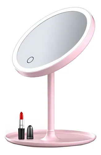 Espejo De Maquillaje Luz 22 Led Rectangular Rosa