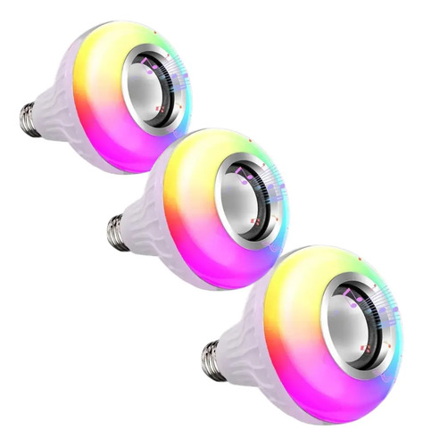 [MLC477264804] Pack 3 Ampolleta Bluetooth Parlante Luz Led Altavoz Musica