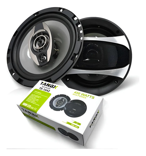 Kit 2 Parlante Auto Tanbx Tb-1642 450w 3 Vias Negro Tb-1642